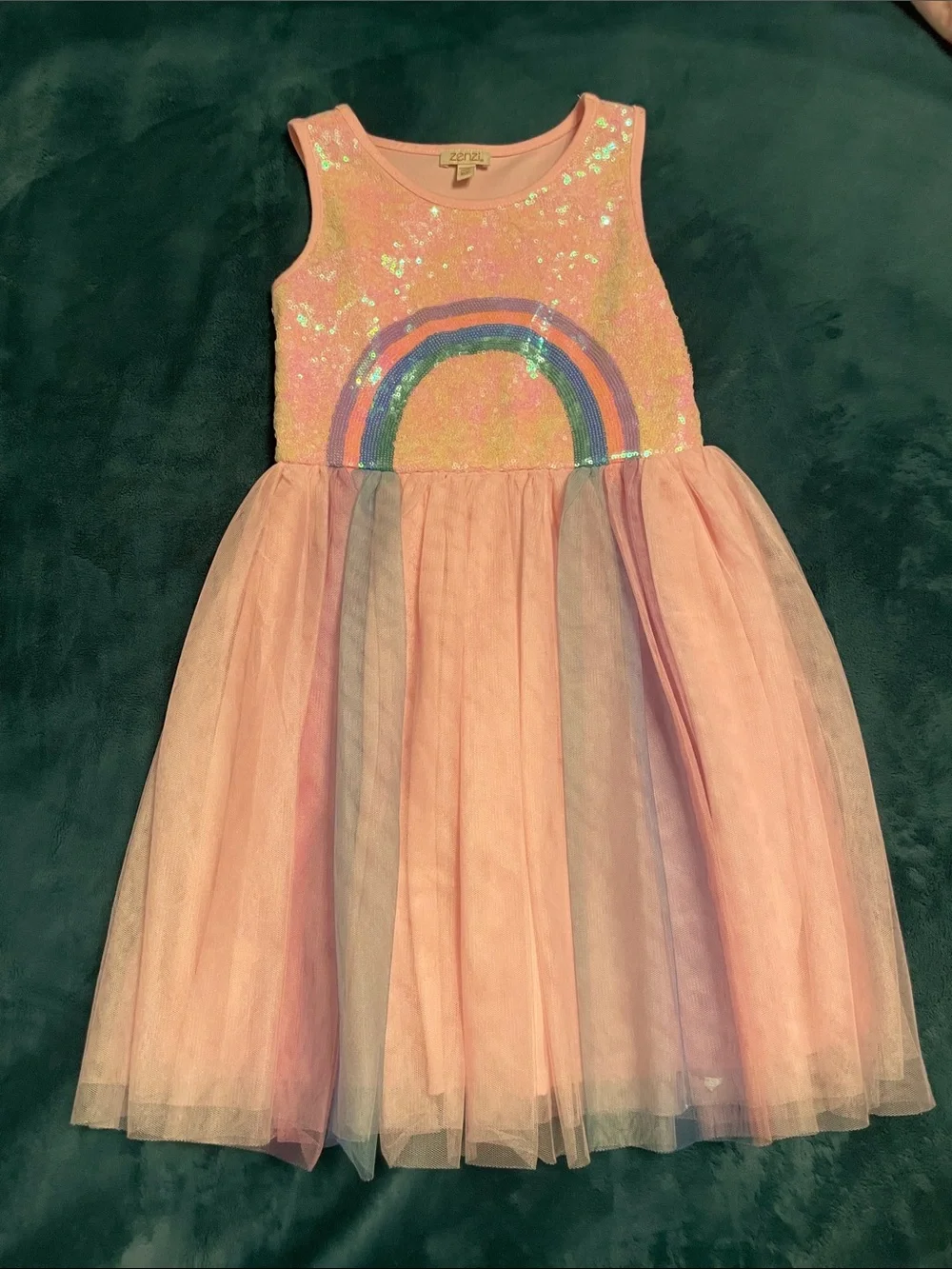 Zunie Pink Sequin Rainbow Tulle Party Dress